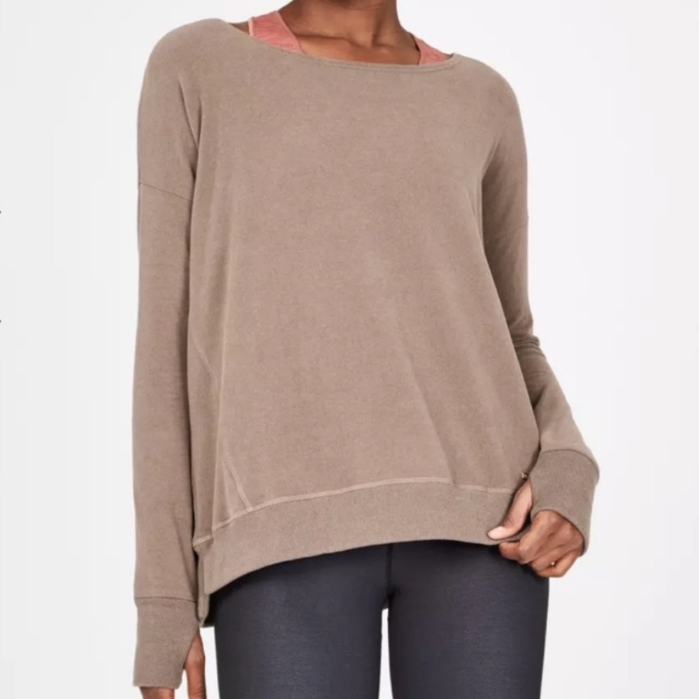 Sweaty Betty After Class Fleece Sweatshirt in Taupe